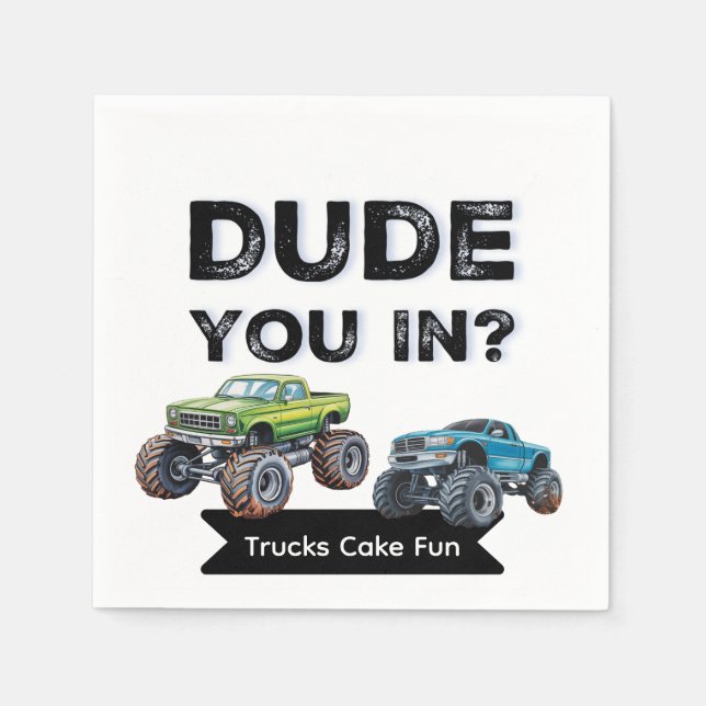 Är du med? Black typography Boy Födelsedagsfest Pappersservett (Framsidan)