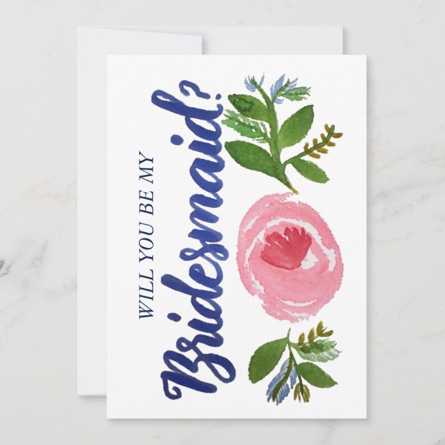 Är du min Bridesmaid? Blommigt och blåkort Inbjudningar (Framsida)