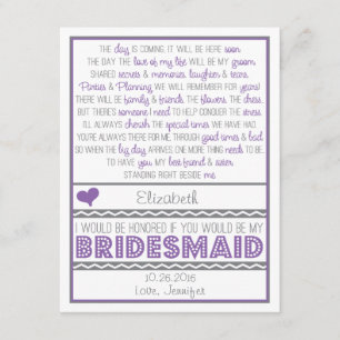 Är du min Bridesmaid? Lila/Grått-Dikt Inbjudningar