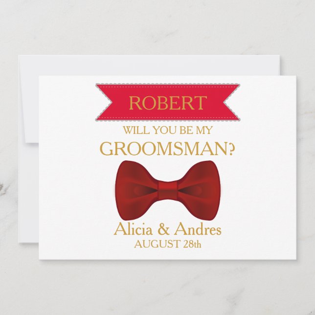 Är du min Groomsman? med Guld Inbjudningar (Framsida)