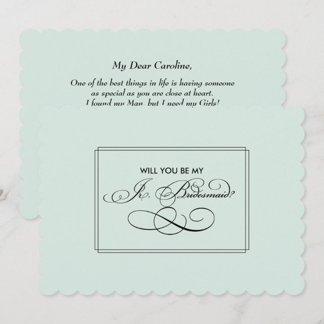 Är du min Jr. Bridesmaid? Minimalistisk för Mint Inbjudningar (Fram/baksida)