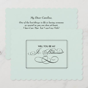 Är du min Jr. Bridesmaid? Minimalistisk för Mint Inbjudningar