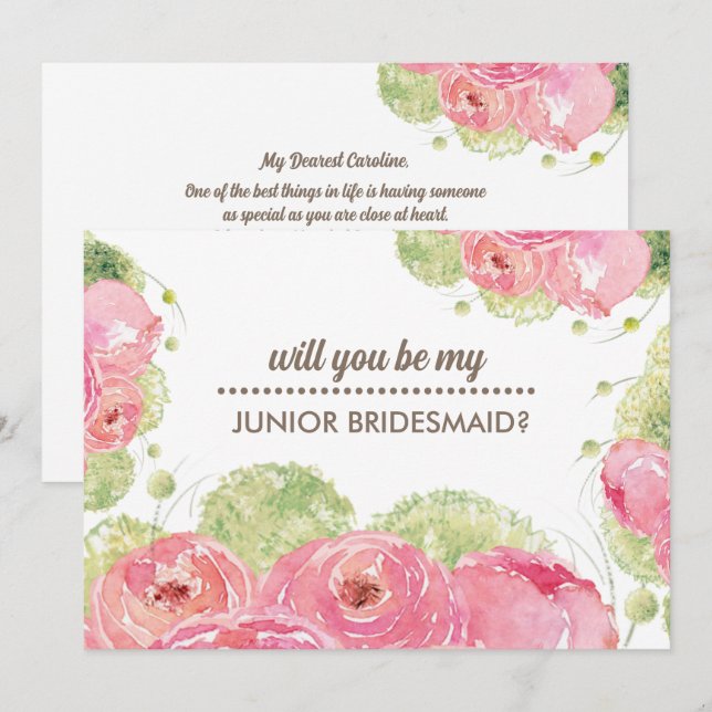 Är du min Jr. Bridesmaid? Romantic Ro Inbjudningar (Fram/baksida)
