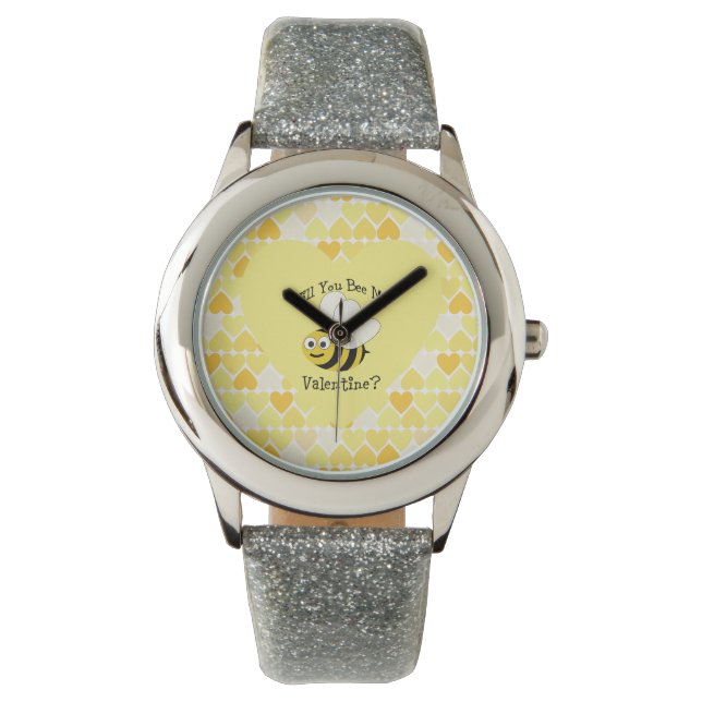 Är du min Valentine? Gultens hjärtan Armbandsur (Framsida)