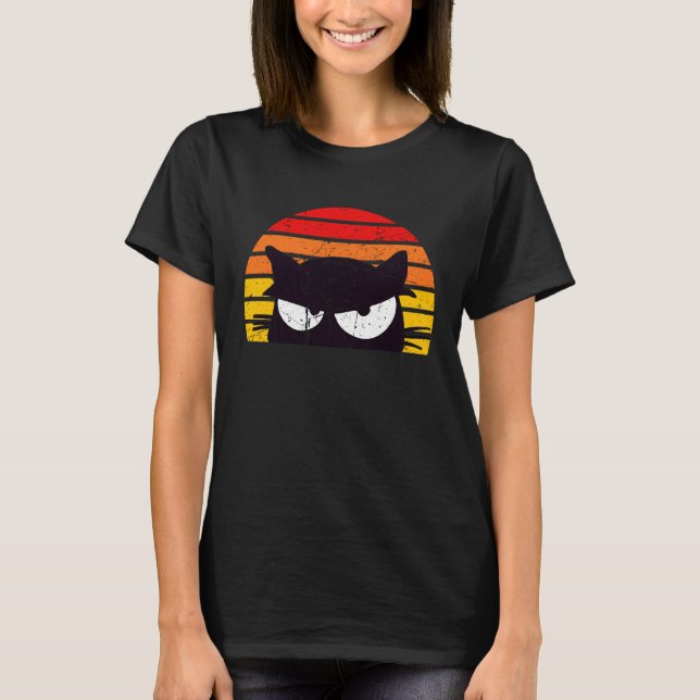 Är Du Okej Kärring  Meme Retro Katt Kisse Solnedgå T Shirt (Framsida)