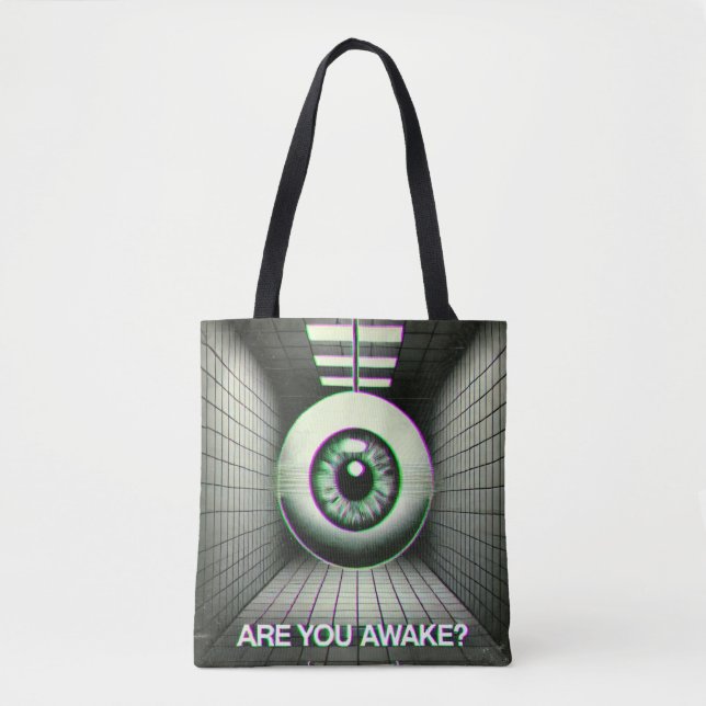 👁️ "Är du vaken?" Weirdcore Tote Bag 👁️ Tygkasse (Framsida)
