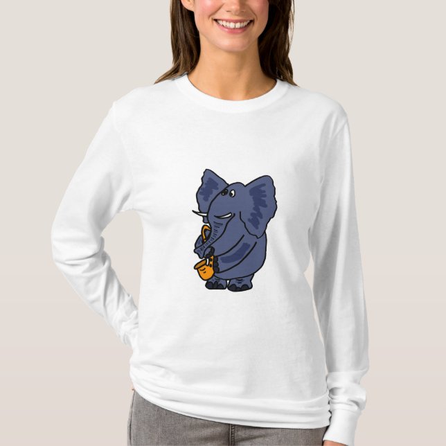 ÄR elefanten som leker saxofonskjortan Tee (Framsida)