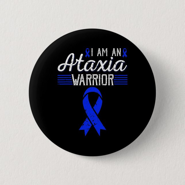 Är en Ataxi Warrior Blue Ribbon Awareness Knapp (Framsida)