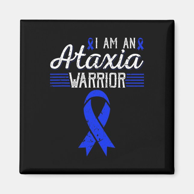 Är en Ataxi Warrior Blue Ribbon Awareness Magnet (Framsidan)