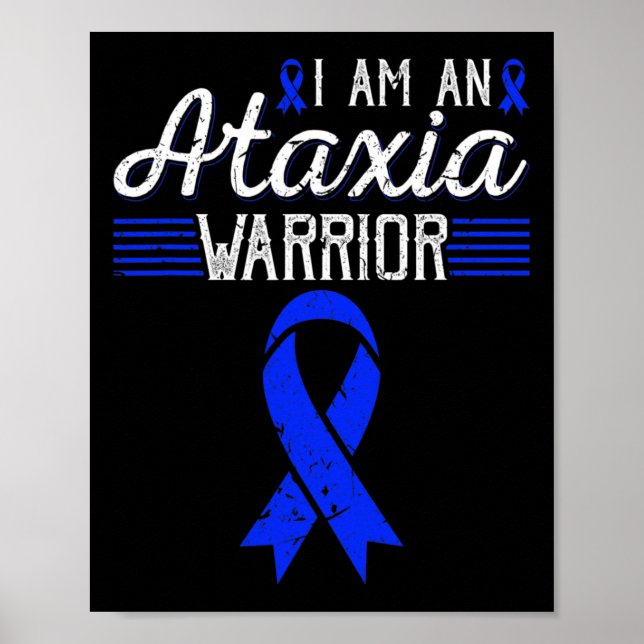 Är en Ataxi Warrior Blue Ribbon Awareness Poster (Framsidan)