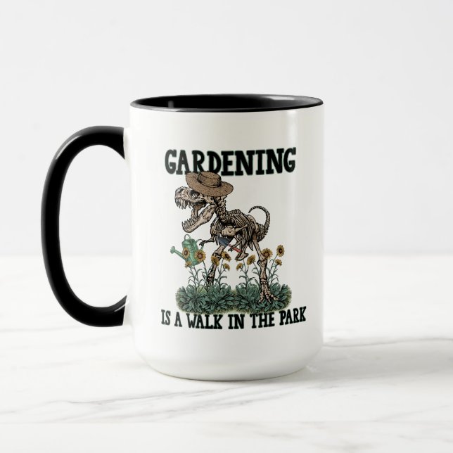  är en promenad i parken T-Rex Gardener Mugg (Vänster)