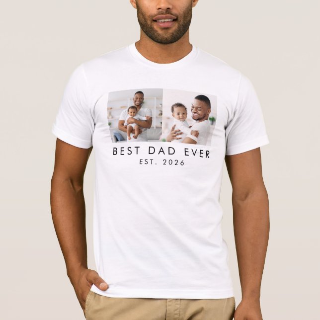 År Etablert 2 Bilder Bästa Pappa Någonsin  T Shirt (Framsida)