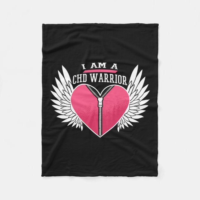 är ett chd Warrior Zipper Heart med Angel Vingar Fleecefilt (Framsidan)