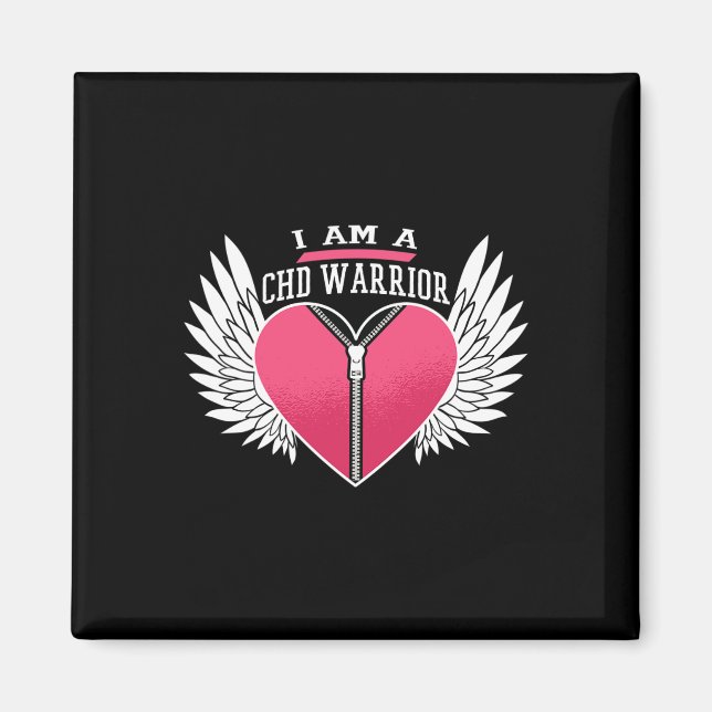 är ett chd Warrior Zipper Heart med Angel Vingar Magnet (Framsidan)