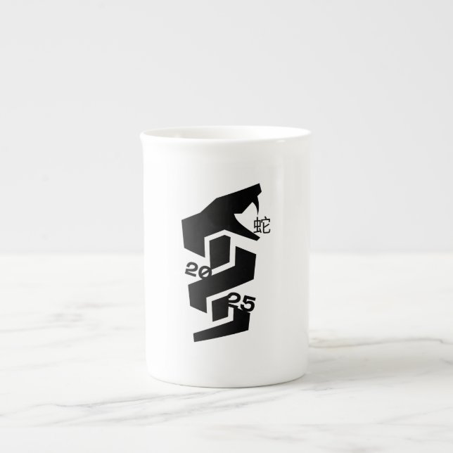 År för abstrakten Snake 2025 Benporslin Mugg (Framsidan)