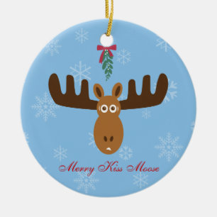 År för älgHead_Merry Kissmoose_Happy Gnu! Julgransprydnad Keramik