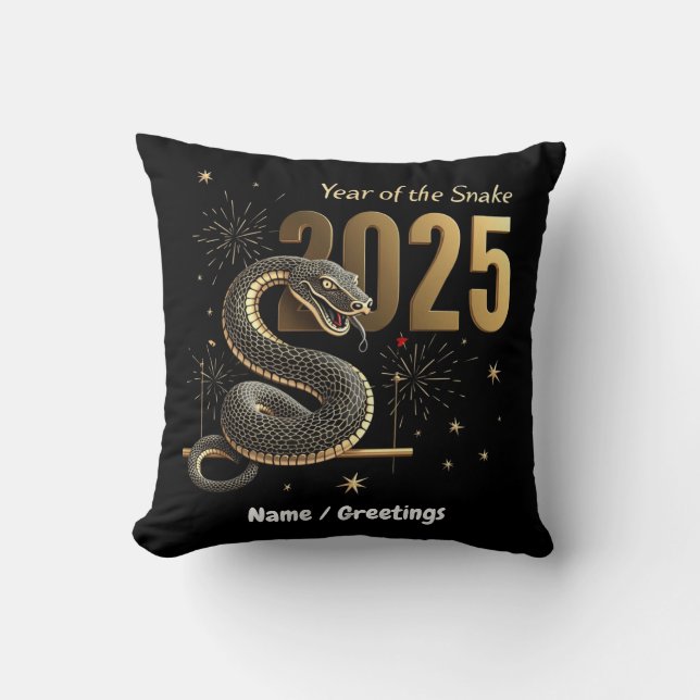 År för Anpassadet Snake 2025 China Zodiac Kudde (Framsida)