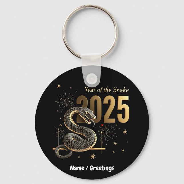 År för Anpassadet Snake 2025 China Zodiac Nyckelring (Framsida)