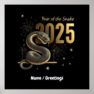 År för Anpassadet Snake 2025 China Zodiac Poster
