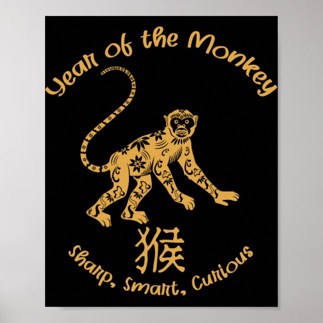 År för apans egenskaper Kinesisk zodiak Kinesiskt  Poster (Framsidan)