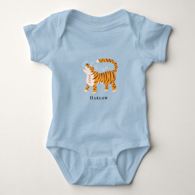 År för Bodykostymen Tiger Blue Baby T Shirt (Framsida)