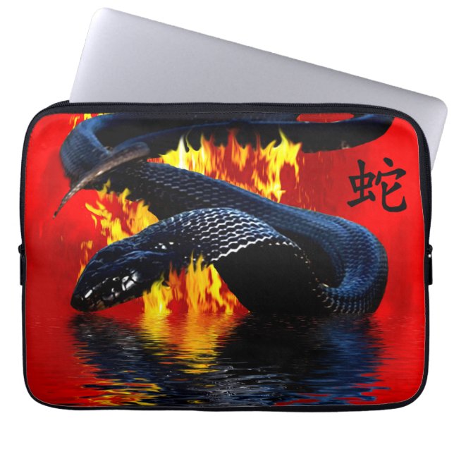 År för det kinesiska nyåret för Snake Black Snake Laptop Sleeve (Framsidan)