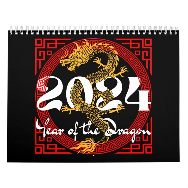 År för dragon 2024 Kinesisk zodiak Kalender (Omslag)
