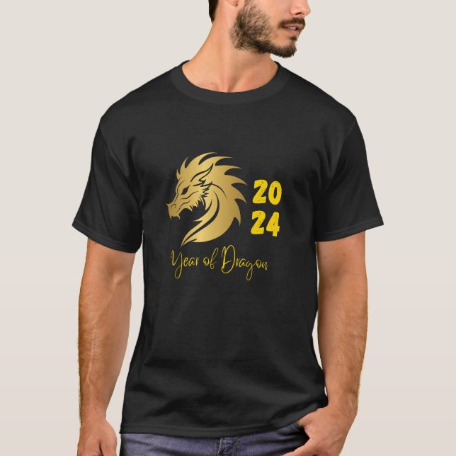 År för draken 2024 Guld T Shirt (Framsida)