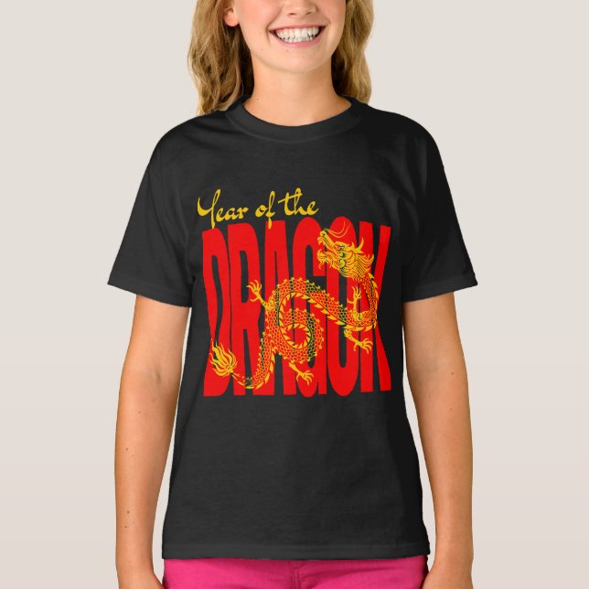 År för drakens röda guld t shirt (Framsida)