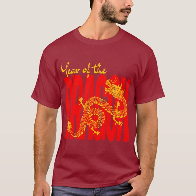 År för drakens röda guld t shirt (Framsida)