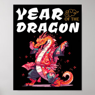 År för drakens roliga drakar kinesiska zodiak Si Poster