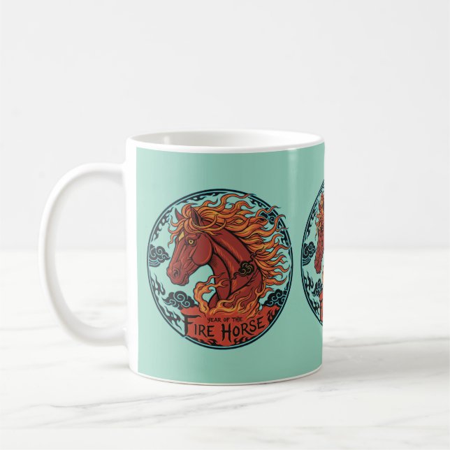 År för eld häst anteckningsbok design 2 kaffemugg (Vänster)
