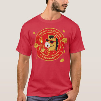 År för eld häst Lunar Nyår Röd Zodiak H T Shirt