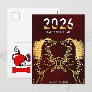 År för eldhästen 2026 helg vykort