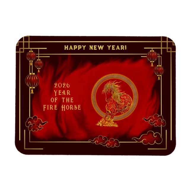 År för eldhästen, Gott nytt lunariskt nyår Magnet (Horisontell)