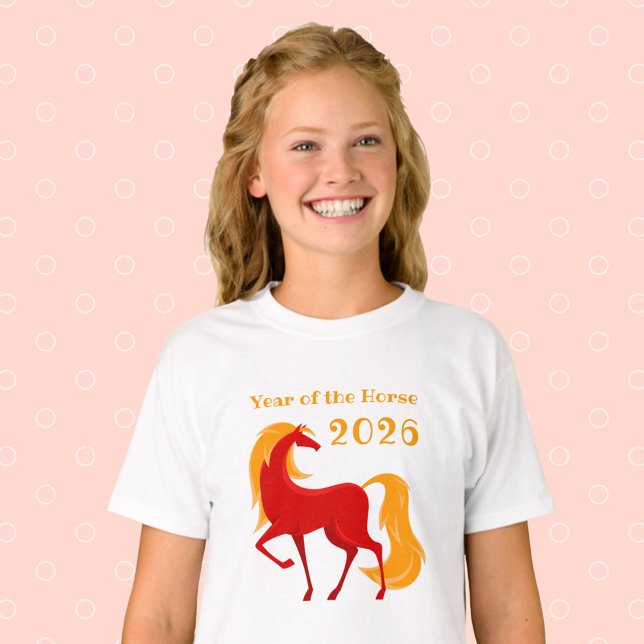 År för Fire Horse 2026 China Zodiac Girl T Shirt (Skapare uppladdad)