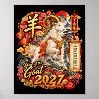 År för geten 2027 Kinesisk Lunar Zodiak Skön Poster