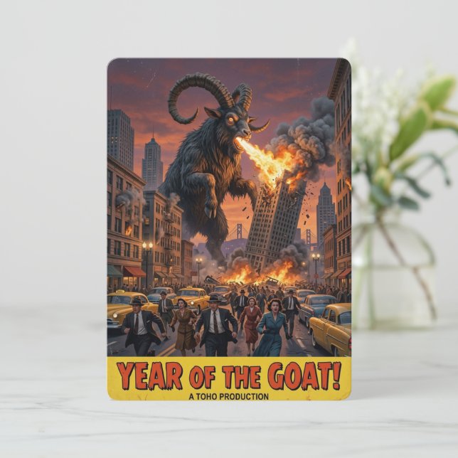 År för Geten 2027 Lunar New Year-kort Tack Kort (Stående Fram)
