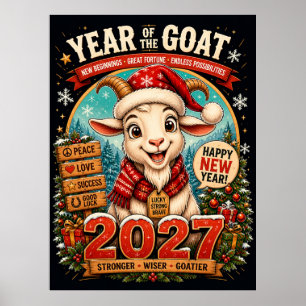 År för Geten 2027 Zodiak Nyår Väggen Poster