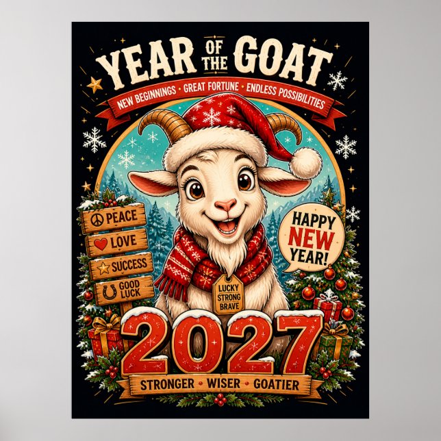 År för Geten 2027 Zodiak Nyår Väggen Poster (Framsidan)