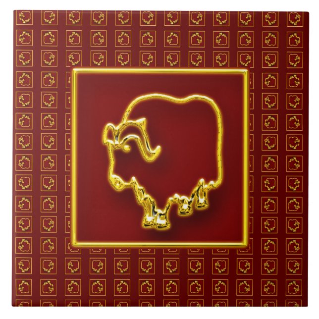 År för Golden Oxen Ceramic Tile Kakelplatta (Framsidan)