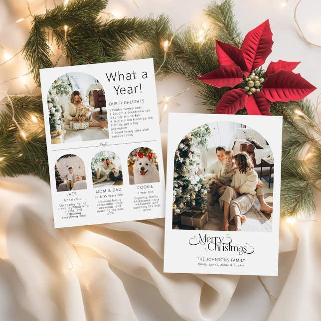 År för granskning av julkort, vilket år, Helgdag p Julkort (Year in Review Christmas Holiday Card What a Year,)