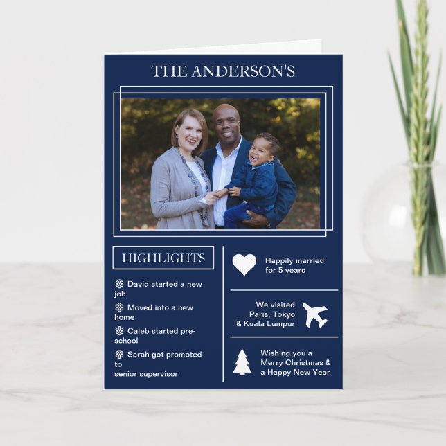 År för granskning | Blått julgrafik Helgkort (Framsida)