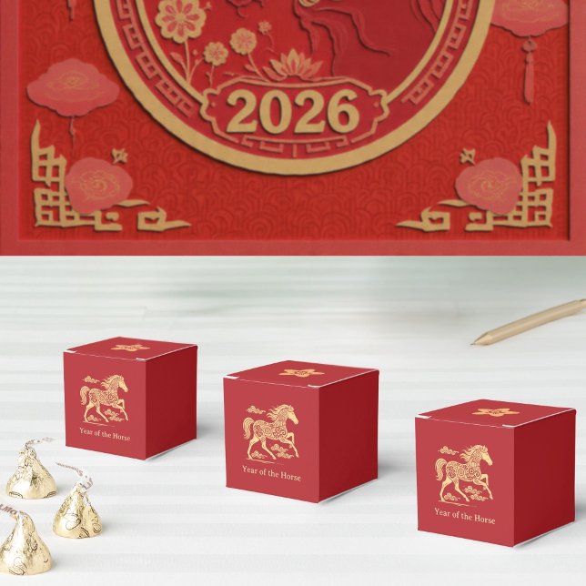 År för häst Lunar Nyår Röd Guld Elegant Presentaskar (Skapare uppladdad)