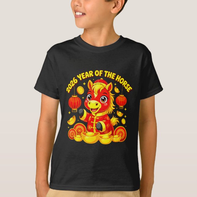 År för häst månchinese nyår eld häst t shirt (Framsida)