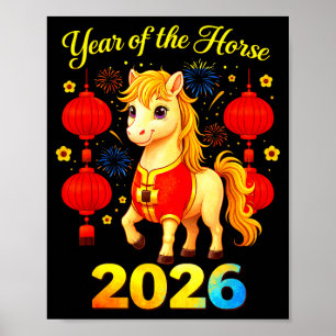 År för hästens månchinesiska nyår eld häst poster