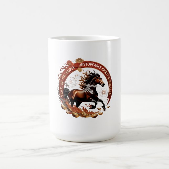 År för hästflamma, Lunar Zodiak present Kaffemugg (Center)