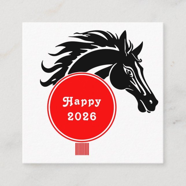 År för Horse 2026-kalendern Fyrkantigt Visitkort (Framsida)