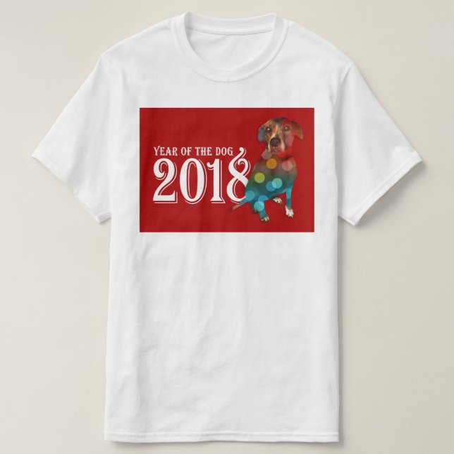År för Hund 2018: Dubblans exponering T Shirt (Design framsida)