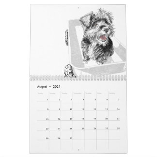 År för hund av teckning kalender